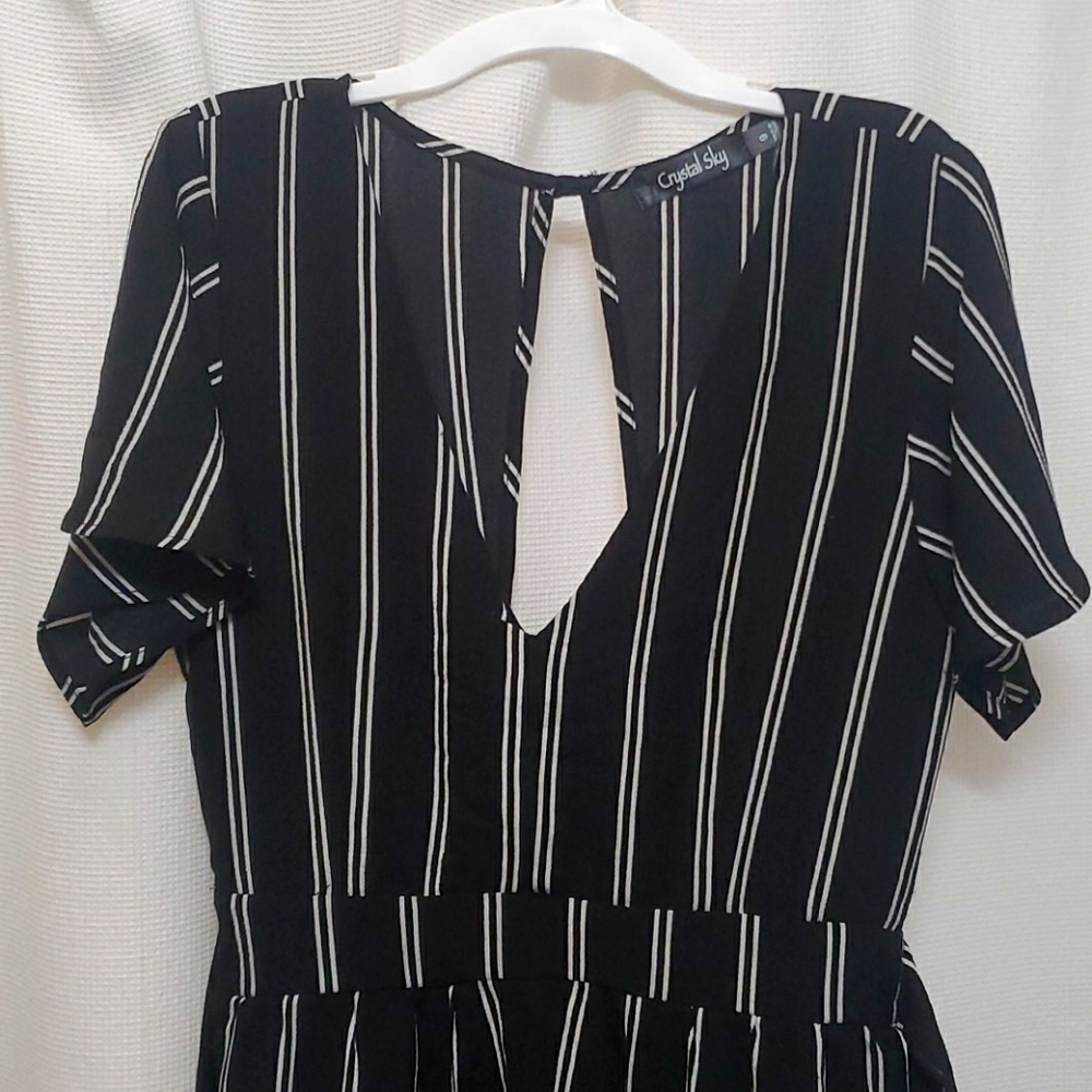 Black and White Striped Jumpsuit